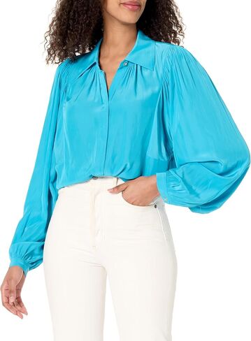 Ramy Brook Women's Azariah Long Sleeve Collared Top in Saudi Arabia