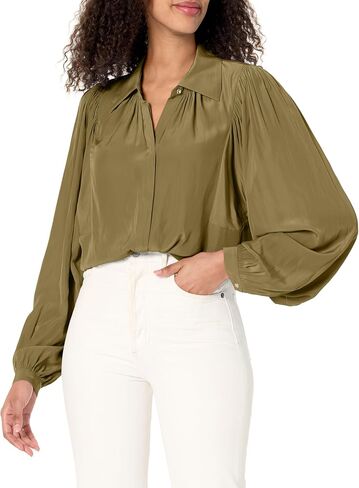 Ramy Brook Women's Azariah Long Sleeve Collared Top in Saudi Arabia