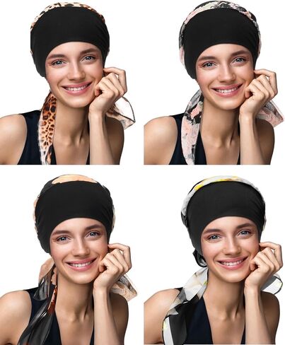 4 Pcs Cancer Hats Chemo Headwear Turbans for Women Pre Tied Bandana Turban Hat Chemo Scarf Cancer Hats Hair Loss in Saudi Arabia