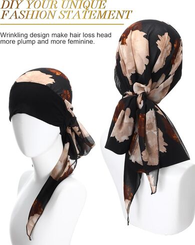 4 Pcs Cancer Hats Chemo Headwear Turbans for Women Pre Tied Bandana Turban Hat Chemo Scarf Cancer Hats Hair Loss in Saudi Arabia