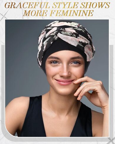 4 Pcs Cancer Hats Chemo Headwear Turbans for Women Pre Tied Bandana Turban Hat Chemo Scarf Cancer Hats Hair Loss in Saudi Arabia