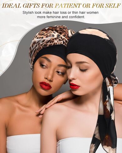 4 Pcs Cancer Hats Chemo Headwear Turbans for Women Pre Tied Bandana Turban Hat Chemo Scarf Cancer Hats Hair Loss in Saudi Arabia
