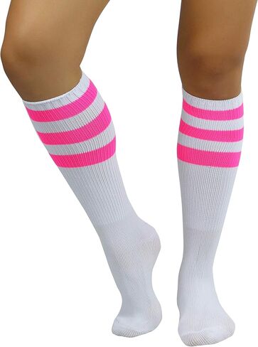 ToBeInStyle Women's Premium Below Knee Athletic Socks w/Contrasting Wide Stripes in Saudi Arabia
