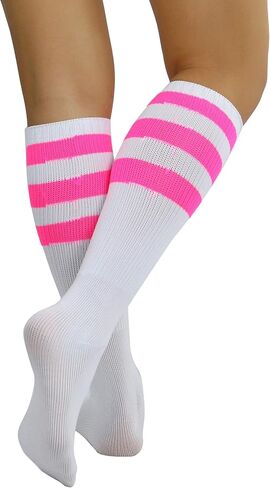 ToBeInStyle Women's Premium Below Knee Athletic Socks w/Contrasting Wide Stripes in Saudi Arabia