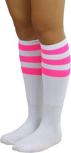 ToBeInStyle Women's Premium Below Knee Athletic Socks w/Contrasting Wide Stripes in Saudi Arabia