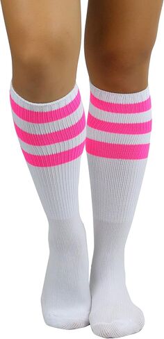 ToBeInStyle Women's Premium Below Knee Athletic Socks w/Contrasting Wide Stripes in Saudi Arabia