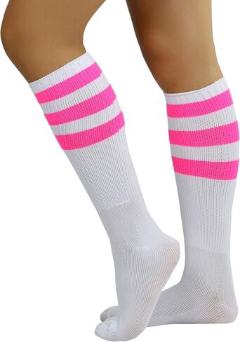 ToBeInStyle Women's Premium Below Knee Athletic Socks w/Contrasting Wide Stripes in Saudi Arabia