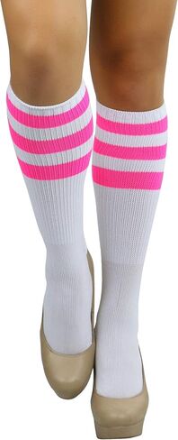 ToBeInStyle Women's Premium Below Knee Athletic Socks w/Contrasting Wide Stripes in Saudi Arabia