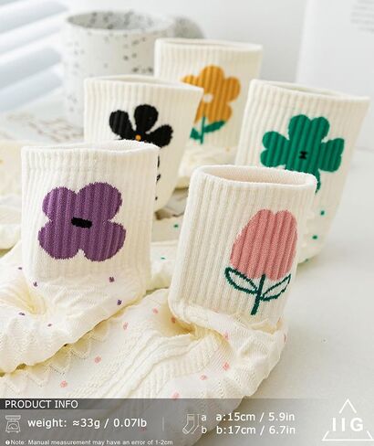 IIG Womens Novelty Cotton Crew Socks Cute Animals Socks Fun Flower Socks (fit women's shoe size 5-9) in Saudi Arabia
