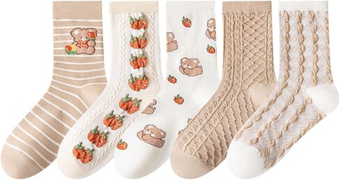 IIG Womens Novelty Cotton Crew Socks Cute Animals Socks Fun Flower Socks (fit women's shoe size 5-9) in Saudi Arabia