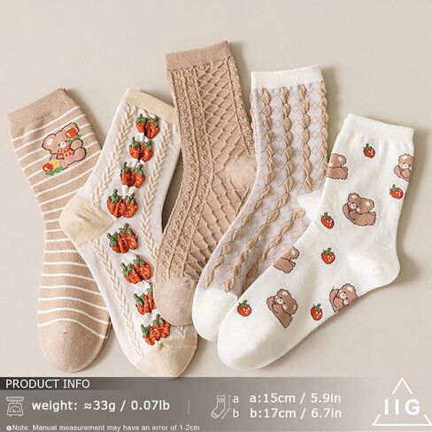 IIG Womens Novelty Cotton Crew Socks Cute Animals Socks Fun Flower Socks (fit women's shoe size 5-9) in Saudi Arabia