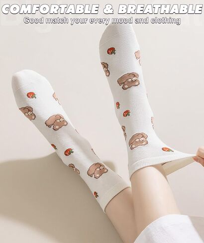 IIG Womens Novelty Cotton Crew Socks Cute Animals Socks Fun Flower Socks (fit women's shoe size 5-9) in Saudi Arabia