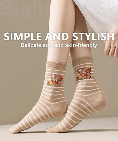 IIG Womens Novelty Cotton Crew Socks Cute Animals Socks Fun Flower Socks (fit women's shoe size 5-9) in Saudi Arabia