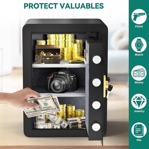 YITAHOME 1.5 Cu ft Safe Box Fireproof Waterproof, Electronic Security Safe Box with Fireproof Document Bag, Removable Shelf, Digital Keypad Lock, Protects Money Jewelry Cash for Home Office Hotel in Saudi Arabia