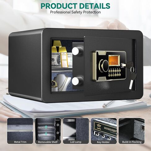 YITAHOME 1.5 Cu ft Safe Box Fireproof Waterproof, Electronic Security Safe Box with Fireproof Document Bag, Removable Shelf, Digital Keypad Lock, Protects Money Jewelry Cash for Home Office Hotel in Saudi Arabia