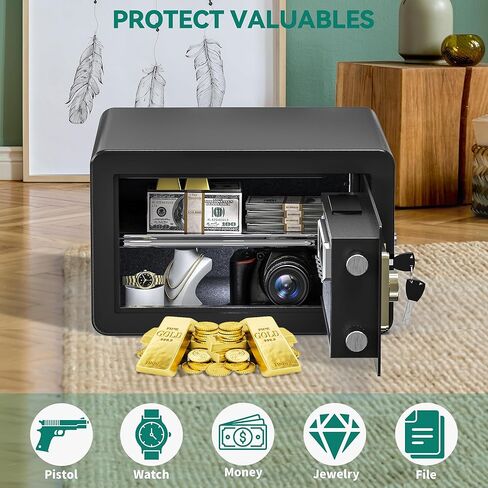 YITAHOME 1.5 Cu ft Safe Box Fireproof Waterproof, Electronic Security Safe Box with Fireproof Document Bag, Removable Shelf, Digital Keypad Lock, Protects Money Jewelry Cash for Home Office Hotel in Saudi Arabia