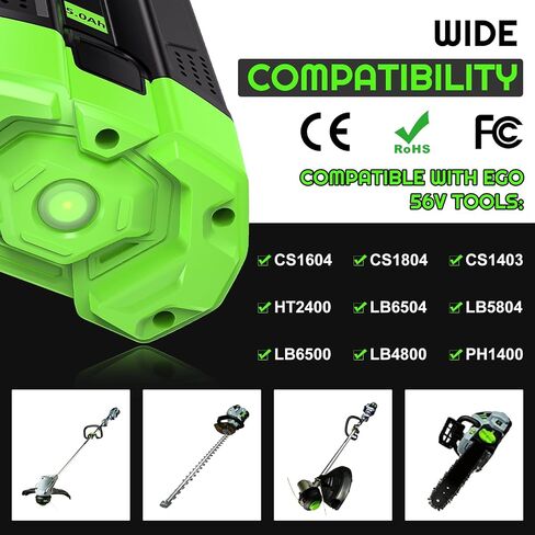 5000mAh Replacment Battery for EGO 56V Battery Compatible with EGO Bettery 56 Volts Cordless Power Tools BA2800 BA4200 BA4200T BA1400 BA1400T BA2240 BA1120 Lithium Battery 【1-Pack 56V 5.0Ah】Black in Saudi Arabia