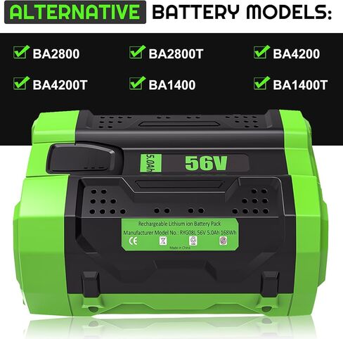 5000mAh Replacment Battery for EGO 56V Battery Compatible with EGO Bettery 56 Volts Cordless Power Tools BA2800 BA4200 BA4200T BA1400 BA1400T BA2240 BA1120 Lithium Battery 【1-Pack 56V 5.0Ah】Black in Saudi Arabia