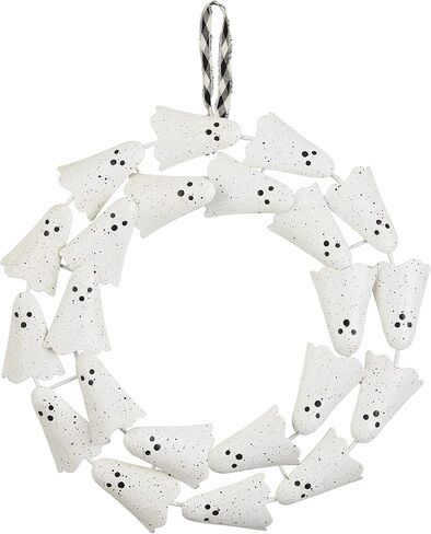 Mud Pie Ghost Tin Wreath, White, 16" Dia in Saudi Arabia
