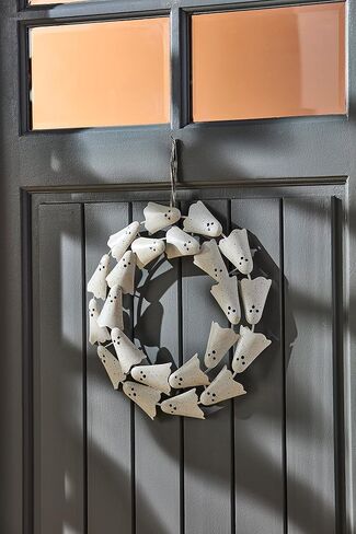 Mud Pie Ghost Tin Wreath, White, 16" Dia in Saudi Arabia