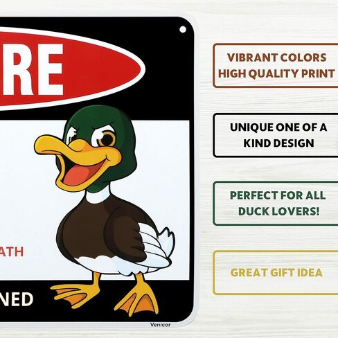 Venicor Duck Sign Decor - 8 x 12 Inches - Aluminum - Duck Gifts for Duck Lovers - Duck Crossing Decorations for Home Poster Things Pet Accessories Stuff in Saudi Arabia
