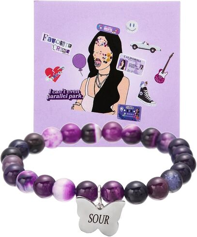 Olivia GUTS/SOUR Album Concert Inspired Bracelets Gifts, Olivia Merch Accessories, Purple Olivia Bracelet for Women Girls Fans Purple Love Pendant Bracelet Olivia Album Concert Costume Dress Décor in Saudi Arabia