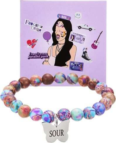 Olivia GUTS/SOUR Album Concert Inspired Bracelets Gifts, Olivia Merch Accessories, Purple Olivia Bracelet for Women Girls Fans Purple Love Pendant Bracelet Olivia Album Concert Costume Dress Décor in Saudi Arabia