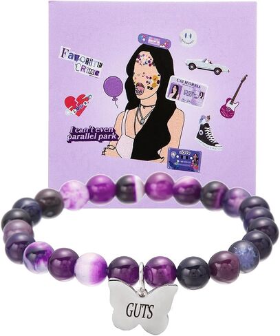 Olivia GUTS/SOUR Album Concert Inspired Bracelets Gifts, Olivia Merch Accessories, Purple Olivia Bracelet for Women Girls Fans Purple Love Pendant Bracelet Olivia Album Concert Costume Dress Décor in Saudi Arabia