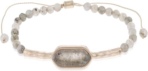 RIAH FASHION Bohemian Natural Semi Precious Stone Bead Bracelet - Healing Gem Chakra Prayer Friendship Slide Adjustable Bolo Cuff Bangle Faceted Jewel Charm in Saudi Arabia