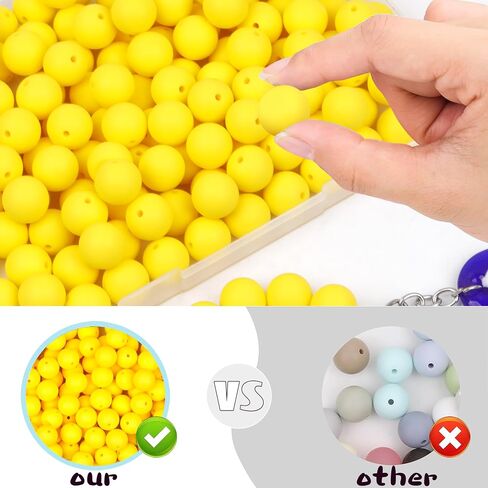 70Pcs Silicone Beads 15mm Round Silicone Beads Bulk for for DIY Keychain Making Jewelry Necklaces Silicone Focal Beads Loose Rubber Bracelet Beads (Yellow) in Saudi Arabia