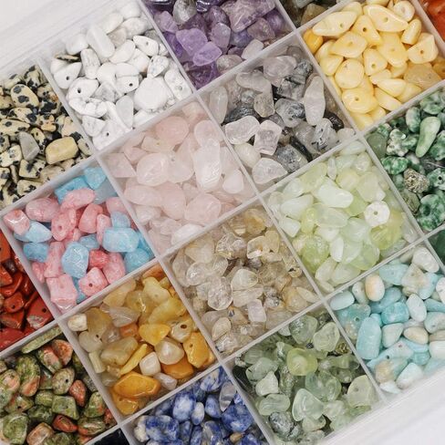 24 Color Gemstone Beads Natural Stones Chip Bead Irregular Shaped Bead Crystal Quartz Stone for DIY Earring Bracelet Necklace Making for Gift in Saudi Arabia