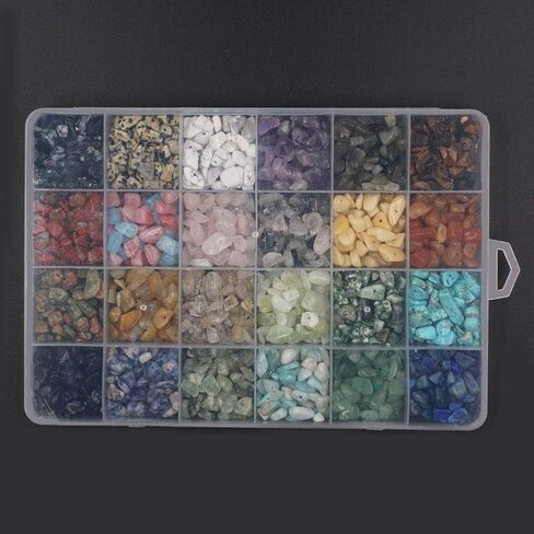 24 Color Gemstone Beads Natural Stones Chip Bead Irregular Shaped Bead Crystal Quartz Stone for DIY Earring Bracelet Necklace Making for Gift in Saudi Arabia