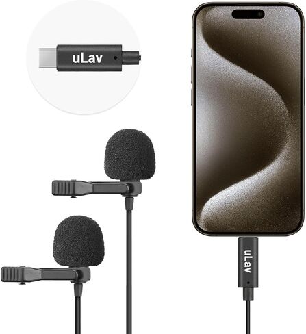 Movo uLav-L Digital Lavalier Omnidirectional Clip on Microphone with USB-C Connector Compatible with iPhone 15/16/17 and Up, iPad-Pro (20-Foot Cord) in Kuwait