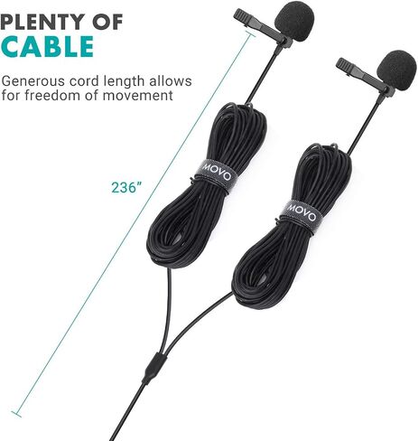 Movo uLav-L Digital Lavalier Omnidirectional Clip on Microphone with USB-C Connector Compatible with iPhone 15/16/17 and Up, iPad-Pro (20-Foot Cord) in Kuwait