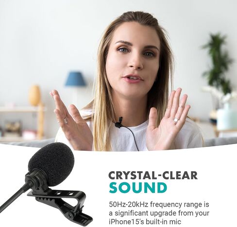 Movo uLav-L Digital Lavalier Omnidirectional Clip on Microphone with USB-C Connector Compatible with iPhone 15/16/17 and Up, iPad-Pro (20-Foot Cord) in Kuwait