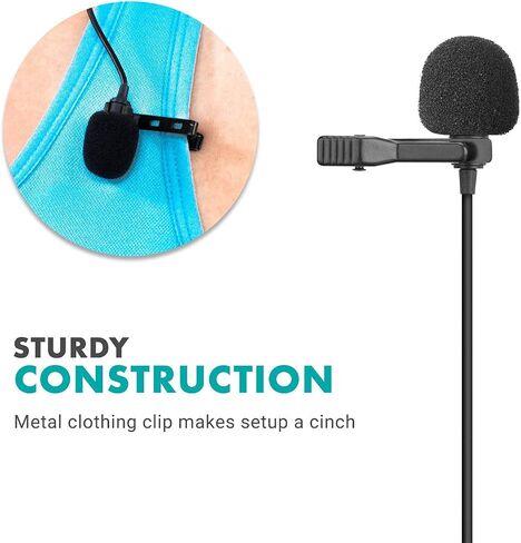 Movo uLav-L Digital Lavalier Omnidirectional Clip on Microphone with USB-C Connector Compatible with iPhone 15/16/17 and Up, iPad-Pro (20-Foot Cord) in Kuwait