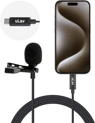 Movo uLav-L Digital Lavalier Omnidirectional Clip on Microphone with USB-C Connector Compatible with iPhone 15/16/17 and Up, iPad-Pro (20-Foot Cord) in Kuwait
