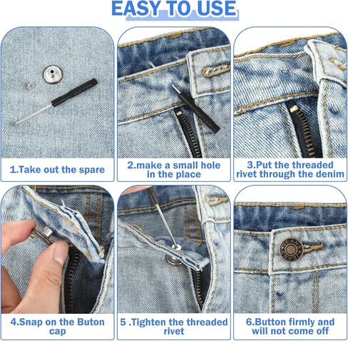 30PCS Replacement Buttons, 17mm No Sew Reusable Jeans Pants Button Tightener and Adjustable Button Pins for Loose Jeans Trousers in Saudi Arabia