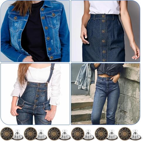 30PCS Replacement Buttons, 17mm No Sew Reusable Jeans Pants Button Tightener and Adjustable Button Pins for Loose Jeans Trousers in Saudi Arabia