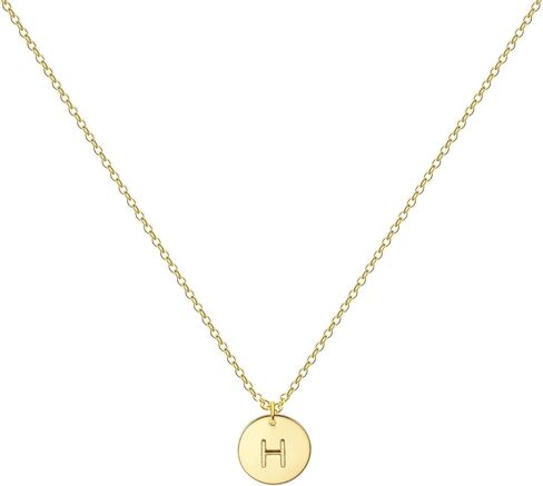 Glimmerst Personalized Initial Necklace 18K Gold Plated Stainless Steel Coin Pendant Letter Necklace Memorable Monogram Name Necklace for Women Girls in Saudi Arabia