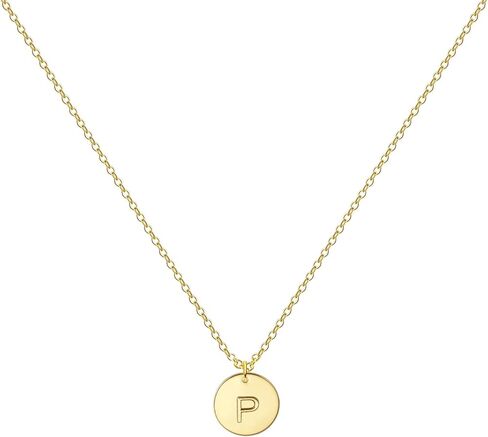 Glimmerst Personalized Initial Necklace 18K Gold Plated Stainless Steel Coin Pendant Letter Necklace Memorable Monogram Name Necklace for Women Girls in Saudi Arabia