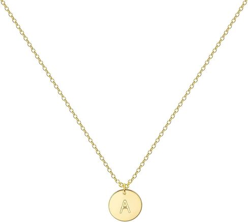 Glimmerst Personalized Initial Necklace 18K Gold Plated Stainless Steel Coin Pendant Letter Necklace Memorable Monogram Name Necklace for Women Girls in Saudi Arabia