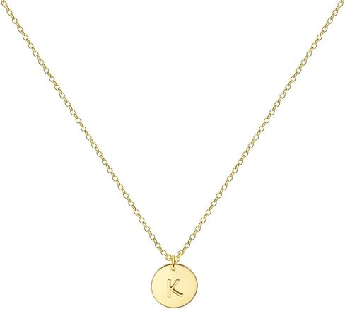 Glimmerst Personalized Initial Necklace 18K Gold Plated Stainless Steel Coin Pendant Letter Necklace Memorable Monogram Name Necklace for Women Girls in Saudi Arabia