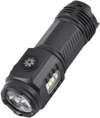 Flashlight Rechargeable High Lumens, Flashlight Rechargeable USB-C, Powerful Handheld Flash Light, Super Bright Pocket LED Flash Light for Camping, Emergency, Rescue（Black） in Saudi Arabia