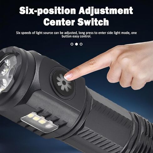 Flashlight Rechargeable High Lumens, Flashlight Rechargeable USB-C, Powerful Handheld Flash Light, Super Bright Pocket LED Flash Light for Camping, Emergency, Rescue（Black） in Saudi Arabia