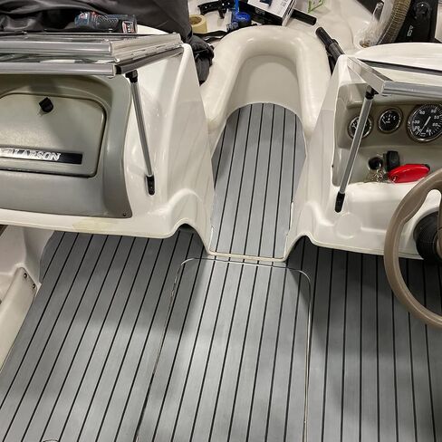 Boat Flooring EVA Foam Decking Sheet Faux Teak Marine Mat Marine Carpet Cooler Tops Seating Non-Slip Self-Adhesive Flooring Material for Motorboat RV Yacht Kayak Swimming Pool-94.5''x23.6'' in Saudi Arabia