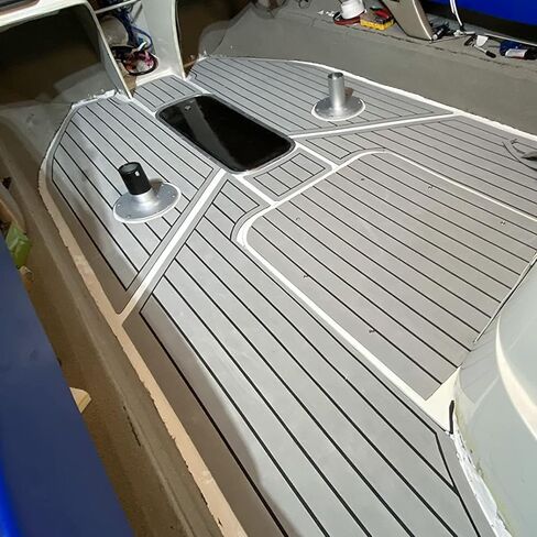 Boat Flooring EVA Foam Decking Sheet Faux Teak Marine Mat Marine Carpet Cooler Tops Seating Non-Slip Self-Adhesive Flooring Material for Motorboat RV Yacht Kayak Swimming Pool-94.5''x23.6'' in Saudi Arabia