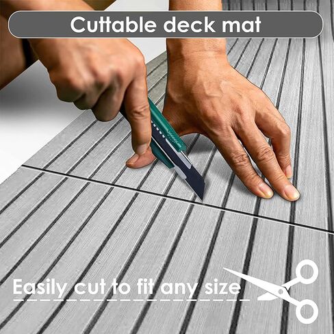 Boat Flooring EVA Foam Decking Sheet Faux Teak Marine Mat Marine Carpet Cooler Tops Seating Non-Slip Self-Adhesive Flooring Material for Motorboat RV Yacht Kayak Swimming Pool-94.5''x23.6'' in Saudi Arabia