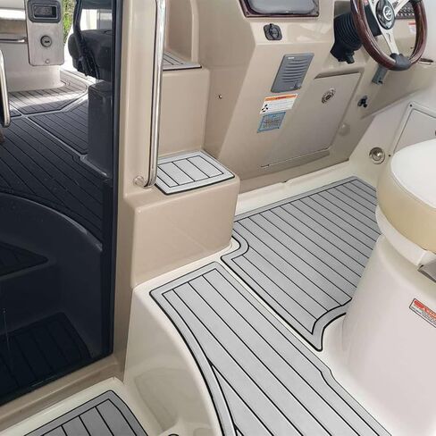 Boat Flooring EVA Foam Decking Sheet Faux Teak Marine Mat Marine Carpet Cooler Tops Seating Non-Slip Self-Adhesive Flooring Material for Motorboat RV Yacht Kayak Swimming Pool-94.5''x23.6'' in Saudi Arabia
