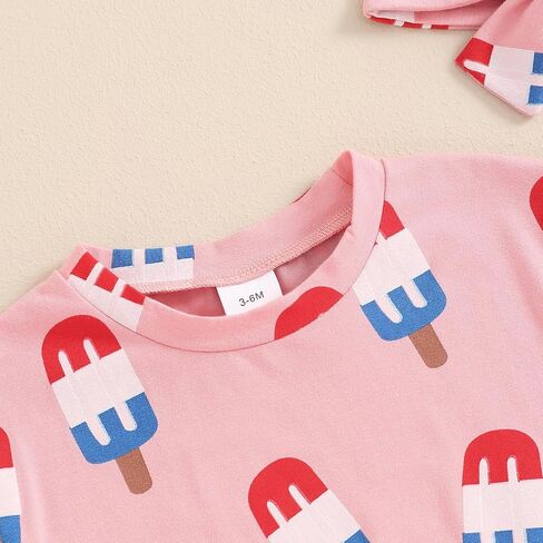 طفلة صبي فقاعة رومبير 4th من يوليو طفلة الزي قصيرة الأكمام Crewneck رسالة الرضع حديثي الولادة ارتداءها in Saudi Arabia